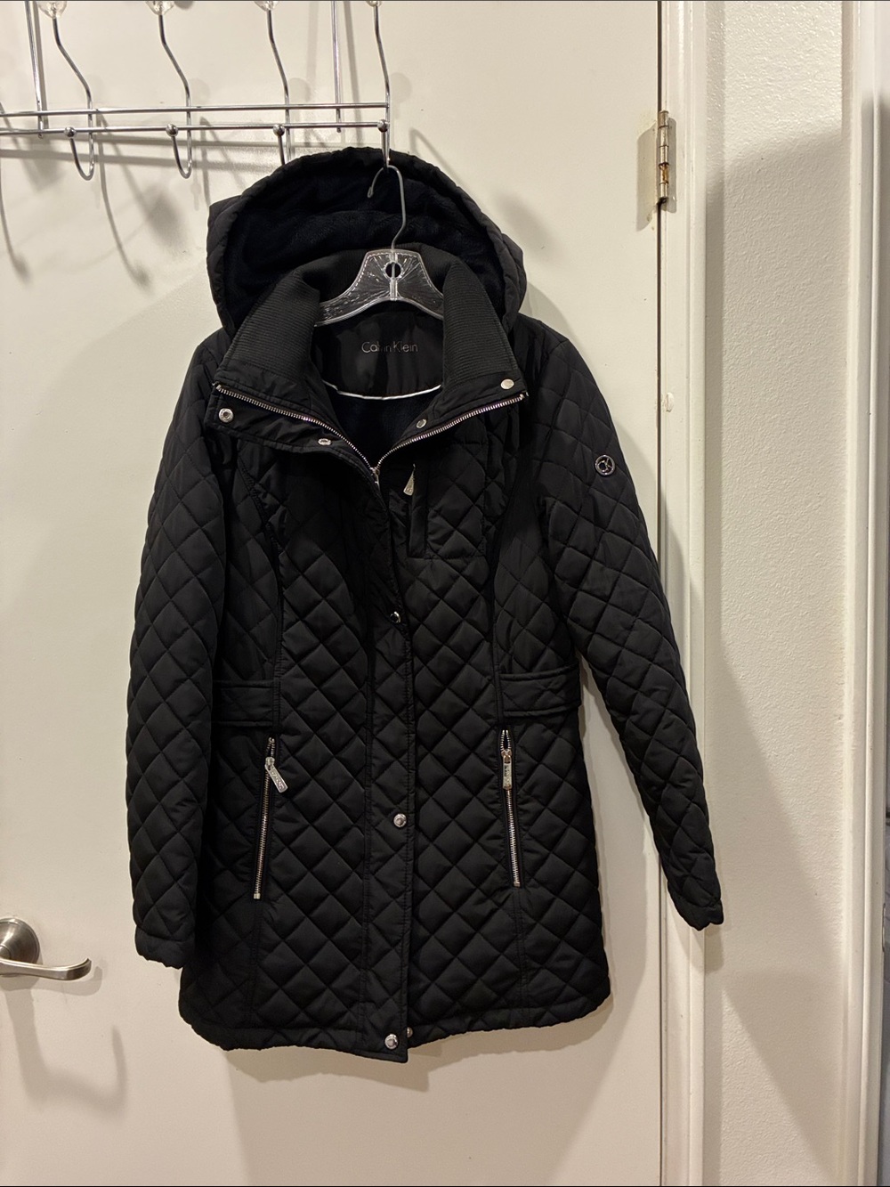 Calvin Klein Black Quilted Hooded Puffer Coat